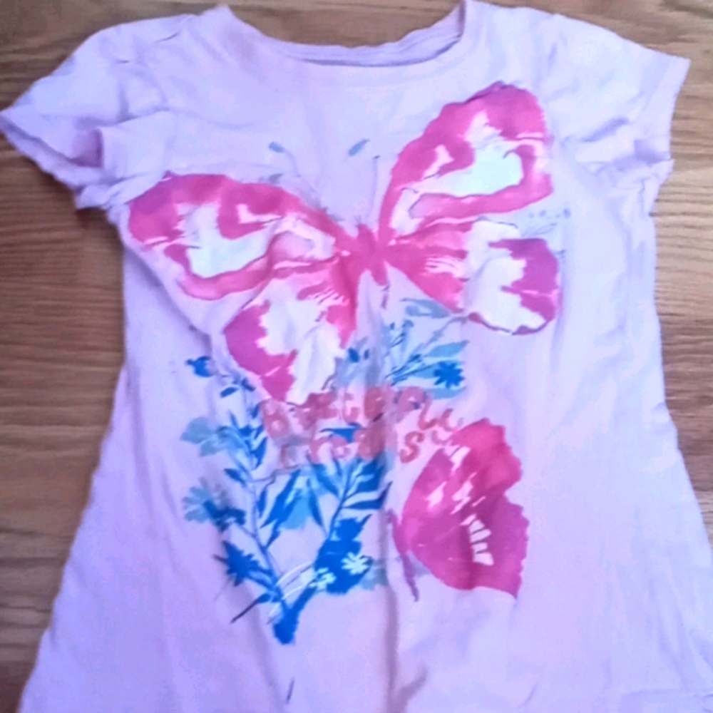 Butterfly print pink shirt